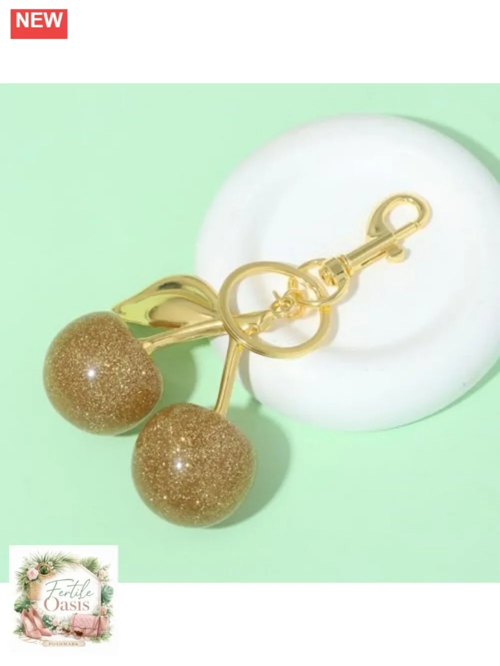 Cute Cherry Bag Charm Keychain Purse Accessory Metal Resin Gift